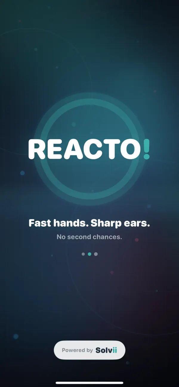 Reacto launch screen with Solvii branding