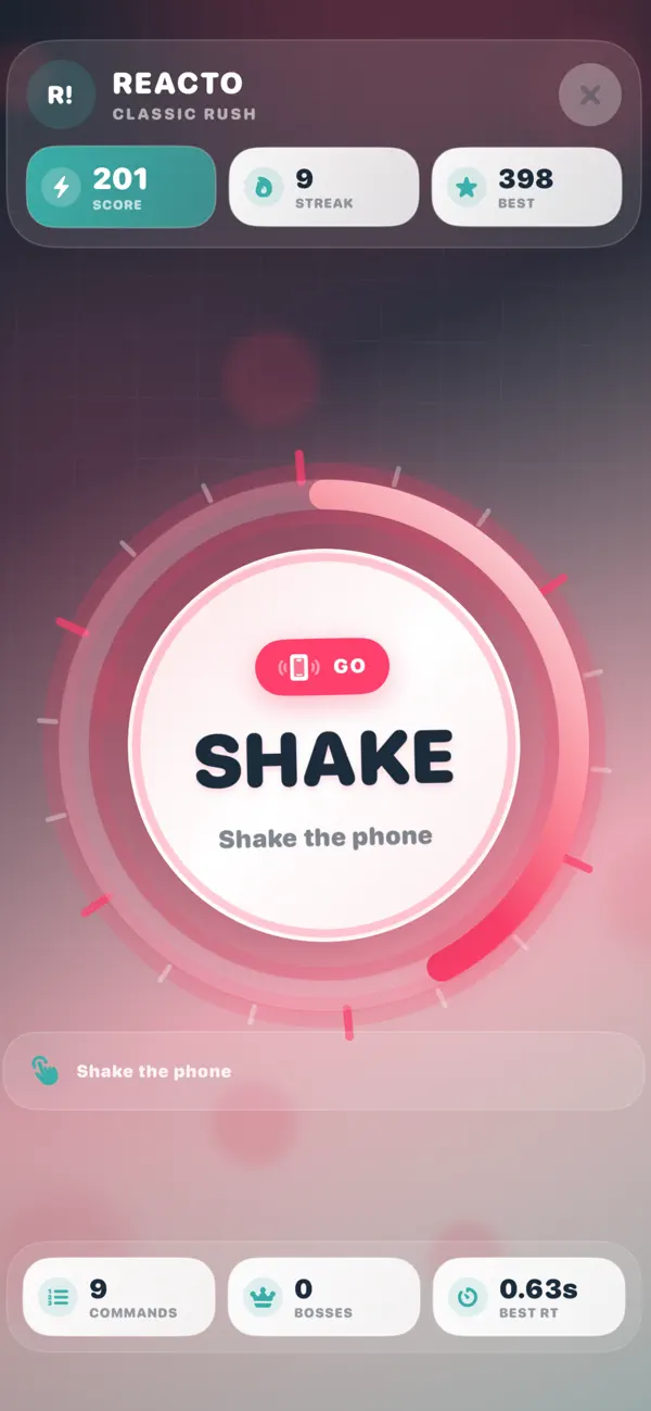 Classic Rush: the shake command